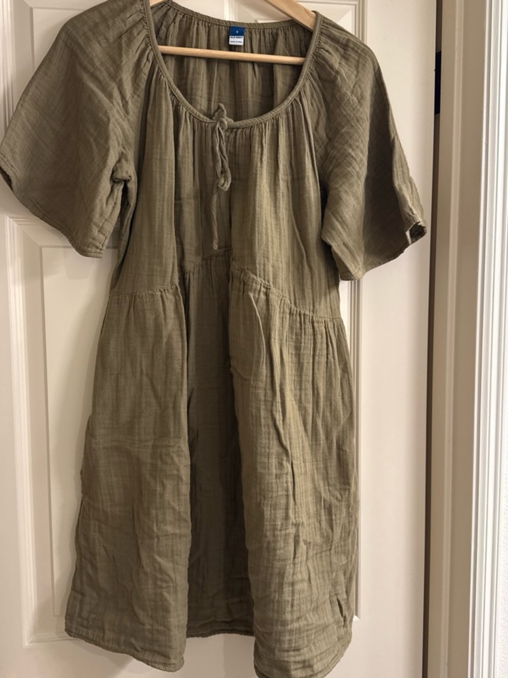 Oversized Olive  Green Women's Peasant Dress Top -